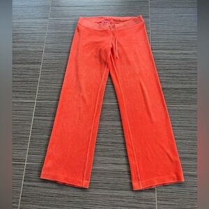 Vintage Juicy Couture Cropped Orange Terry Cloth  Pants with Drawstring Waist